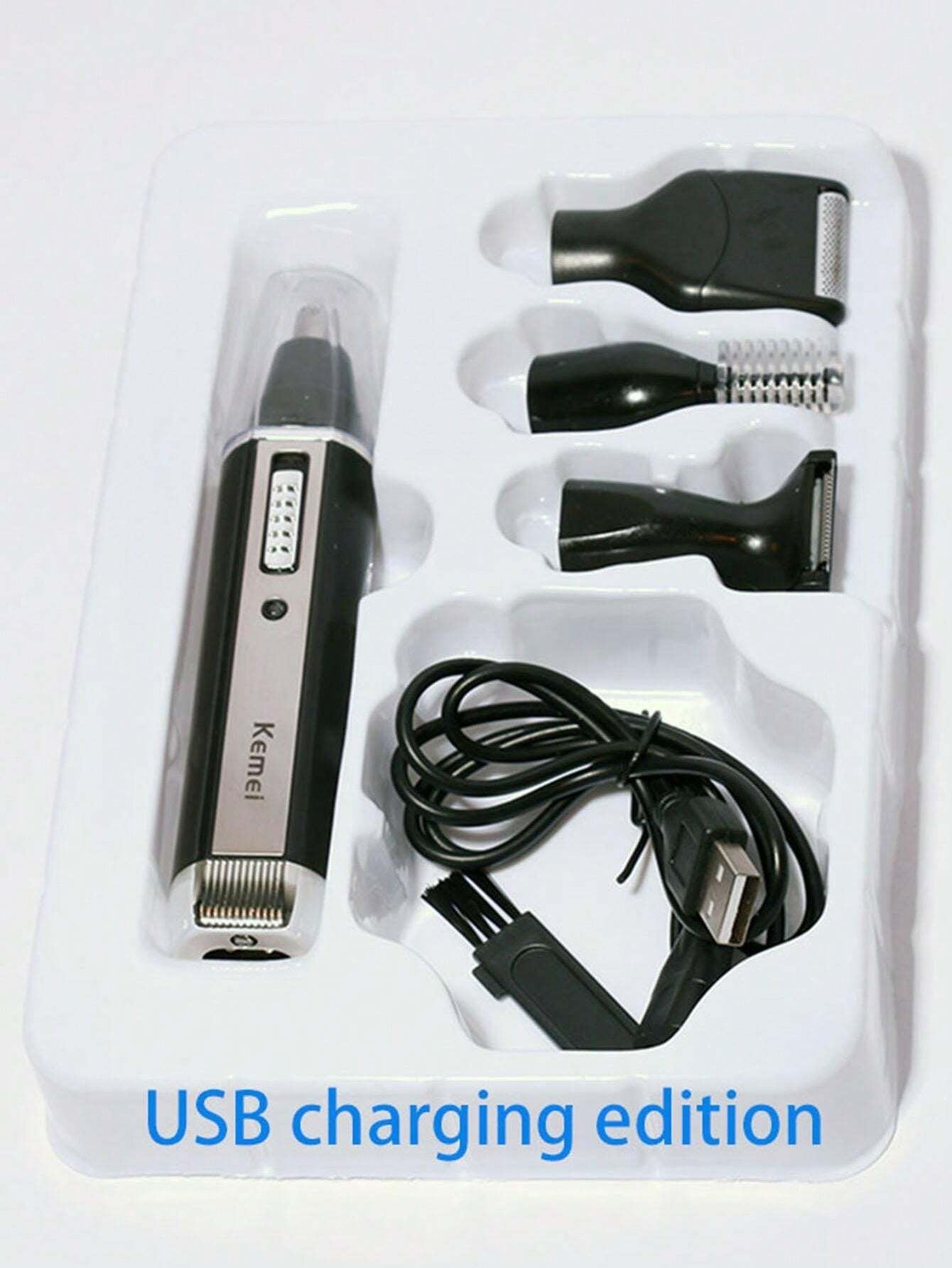 Kemei Kemei Brand Electric Nose Ear Hair Trimmer Men'S Face Hair Trimmer Set 4 in 1 Rechargeable Face Sideburns Hair Trimmer Beard Shaver Razor Clean Hair Remove Machine Kit KM-6630