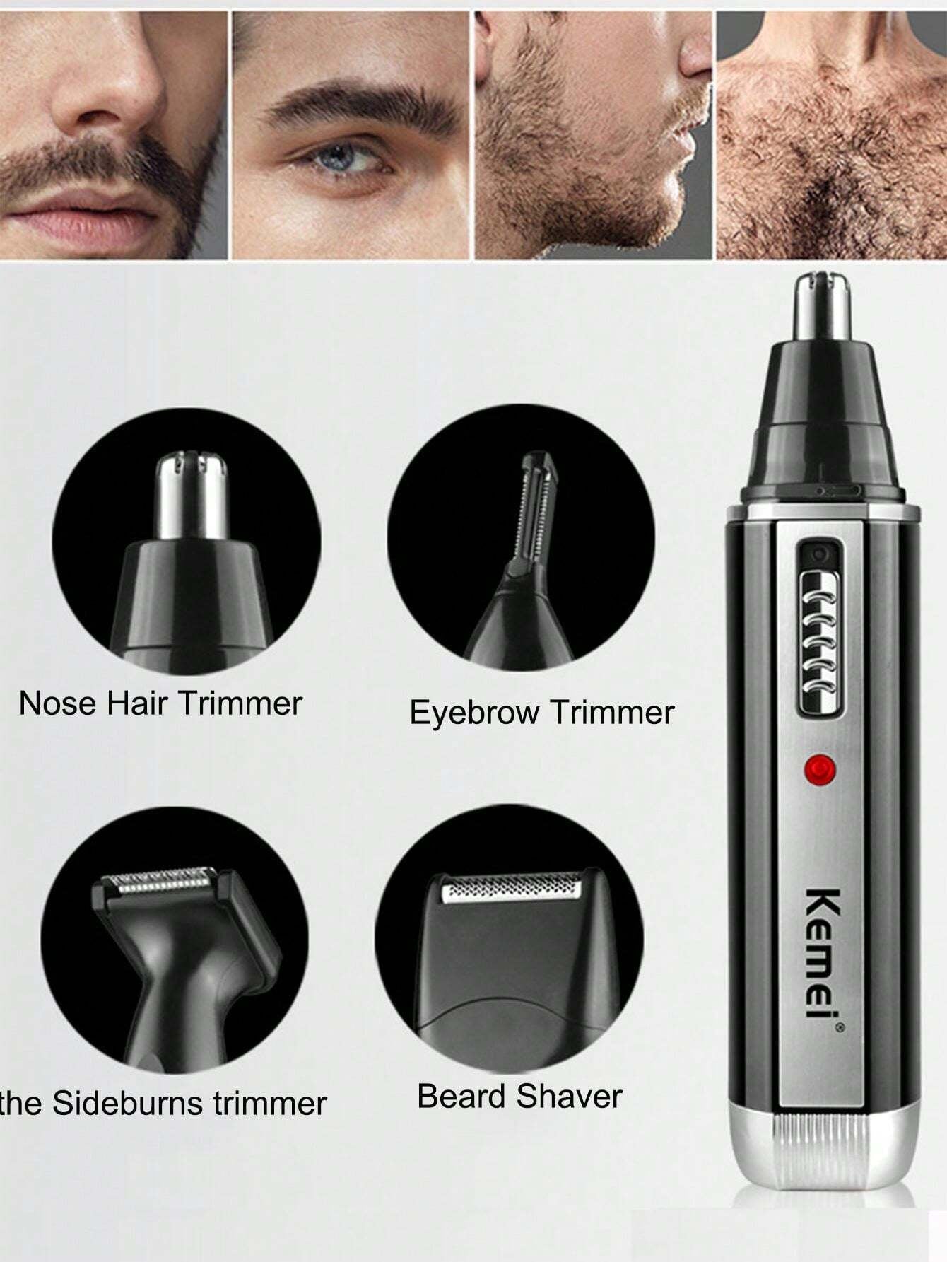 Kemei Kemei Brand Electric Nose Ear Hair Trimmer Men'S Face Hair Trimmer Set 4 in 1 Rechargeable Face Sideburns Hair Trimmer Beard Shaver Razor Clean Hair Remove Machine Kit KM-6630