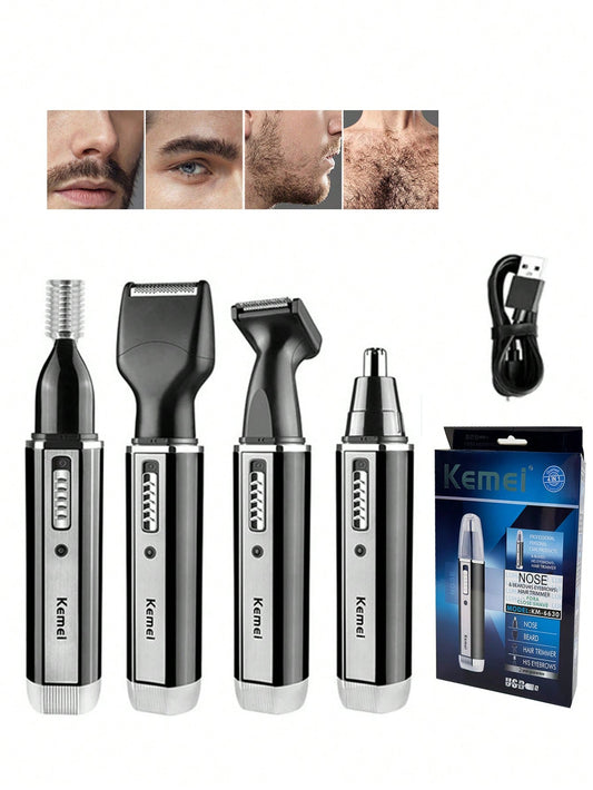 Kemei Kemei Brand Electric Nose Ear Hair Trimmer Men'S Face Hair Trimmer Set 4 in 1 Rechargeable Face Sideburns Hair Trimmer Beard Shaver Razor Clean Hair Remove Machine Kit KM-6630